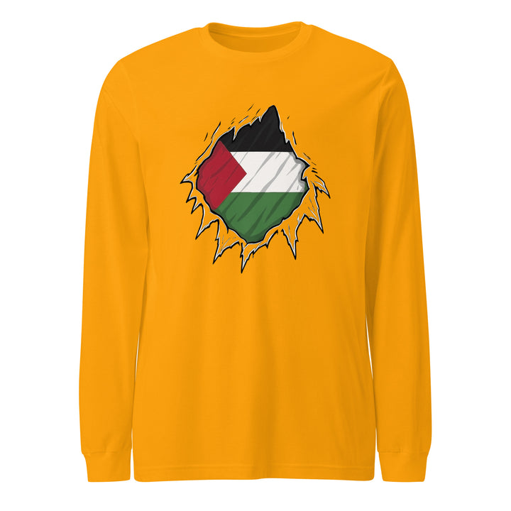 Men’s Long Sleeve Tee - Palestine Hero, Gold