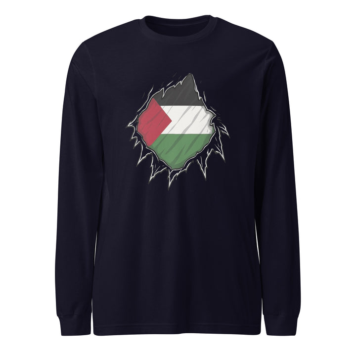 Men’s Long Sleeve Tee - Palestine Hero, Navy