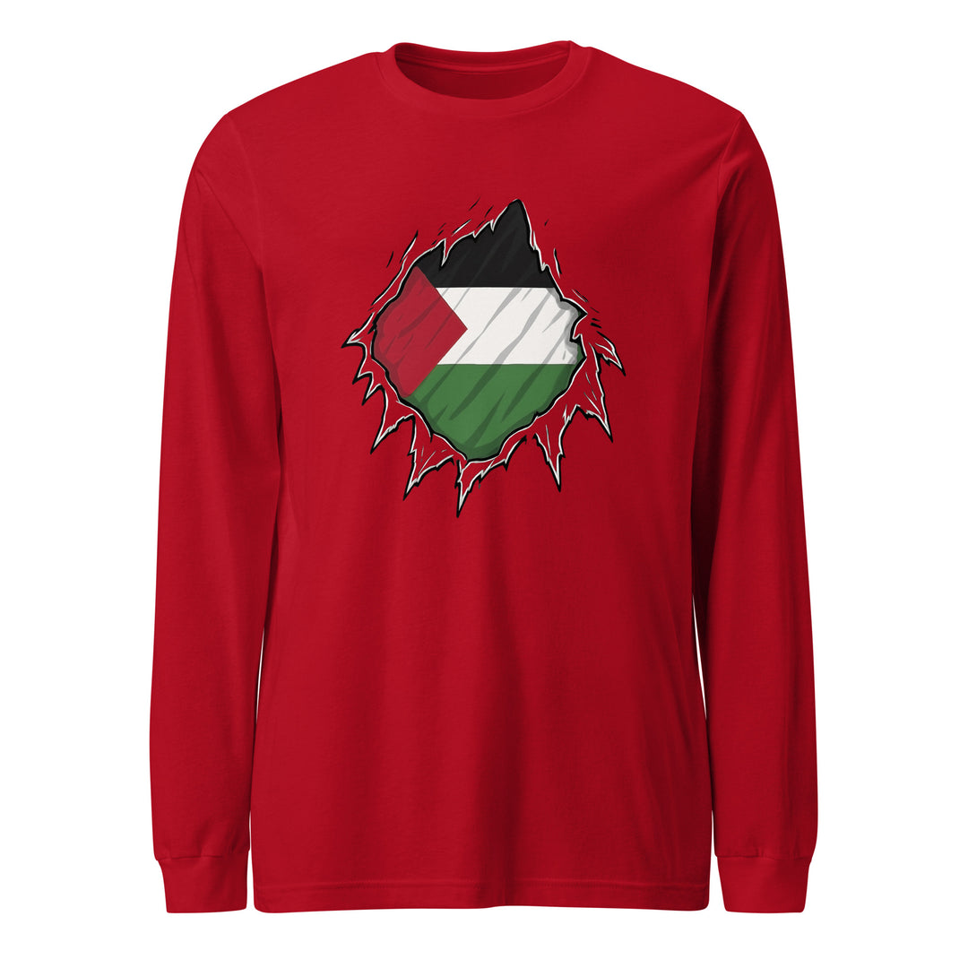 Men’s Long Sleeve Tee - Palestine Hero, Red