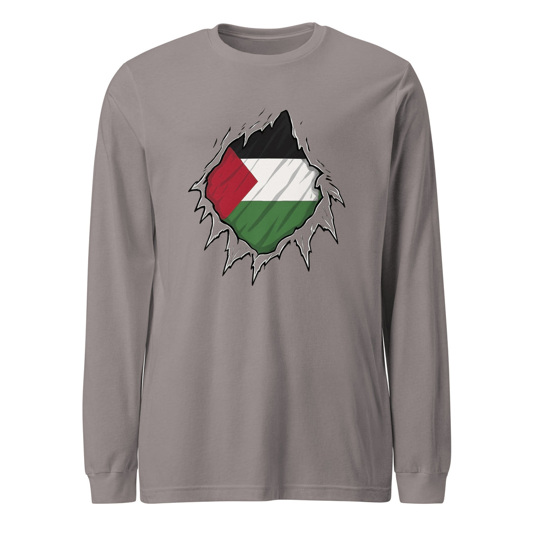Men’s Long Sleeve Tee - Palestine Hero, Storm