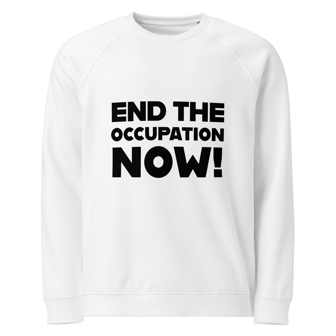 Men’s Organic Raglan Sweatshirt - End the Occupation Now!, White