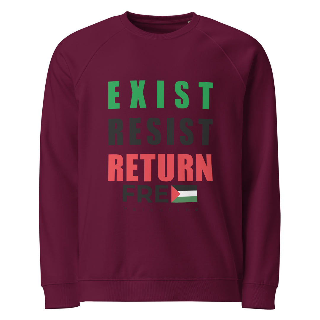 Men’s Organic Raglan Sweatshirt - Exist. Resist. Return., Burgundy