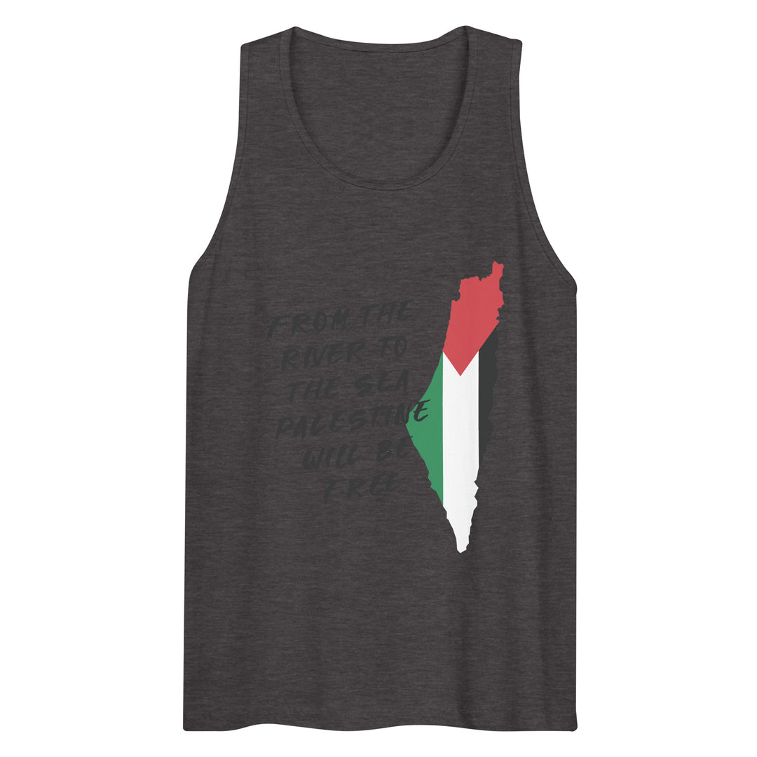 Men’s premium tank top - From the River, Mens Premium Tank Top Charcoal Heather