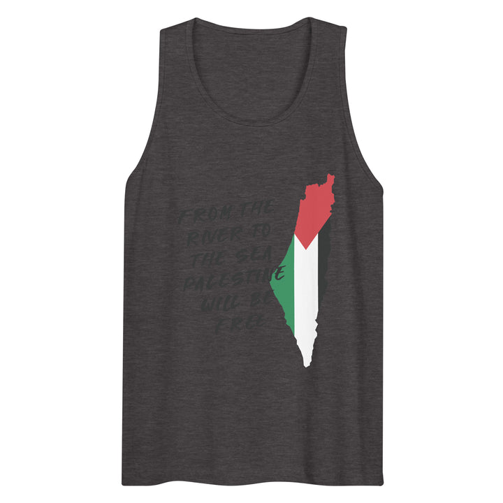 Men’s premium tank top - From the River, Mens Premium Tank Top Charcoal Heather