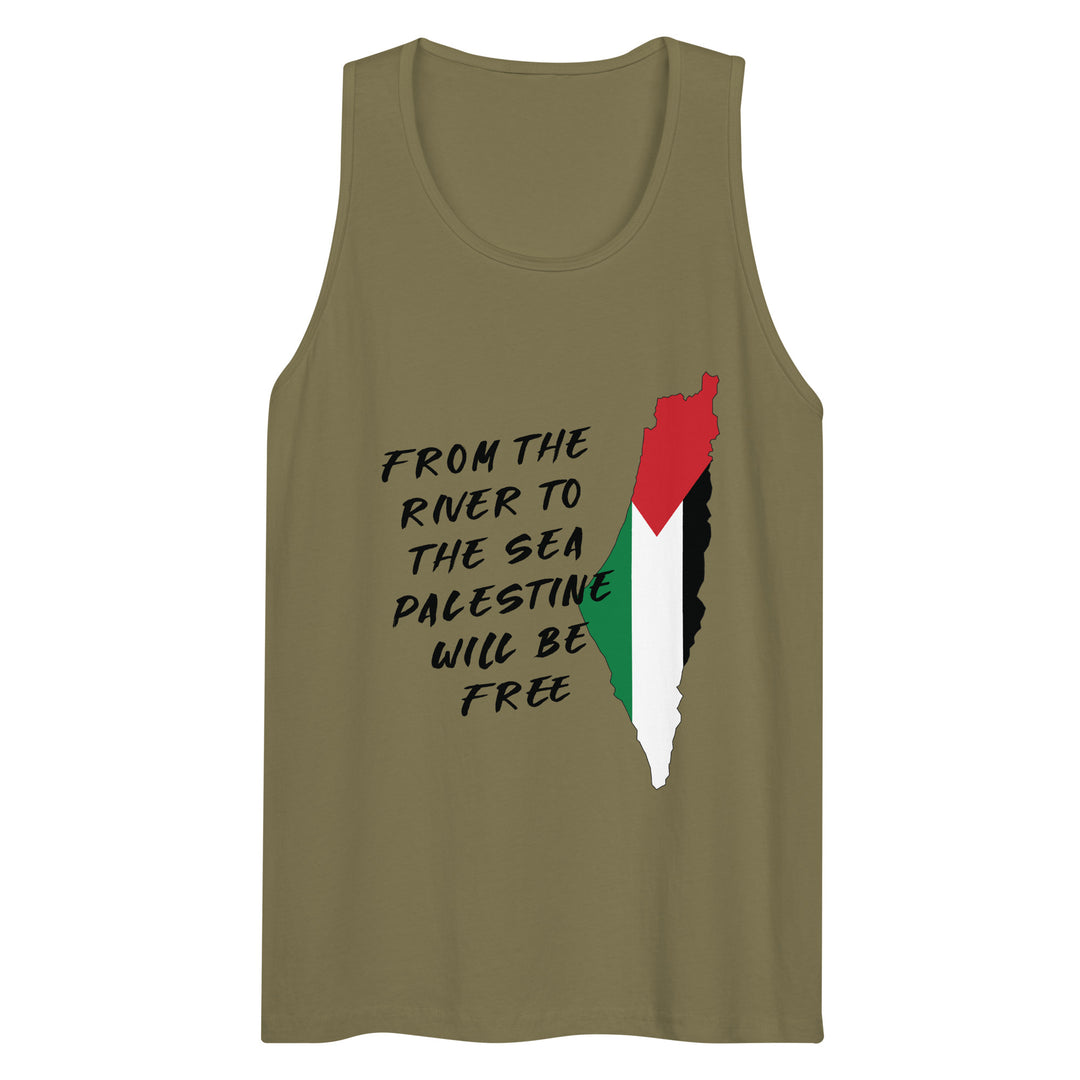 Men’s premium tank top - From the River, Mens Premium Tank Top Military Green