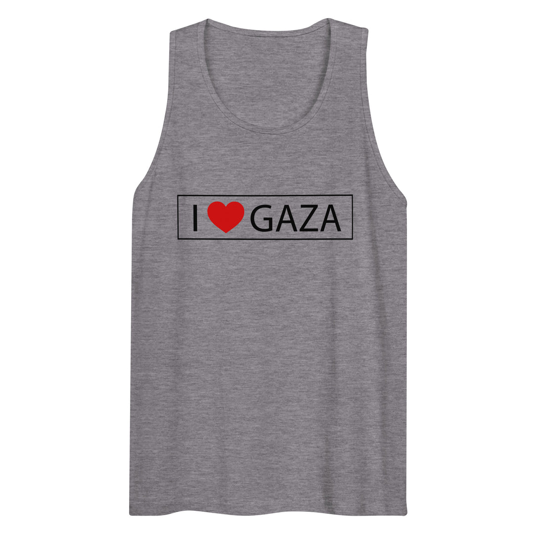 Men’s premium tank top - I Love Gaza, Mens Premium Tank Top Athletic Heather