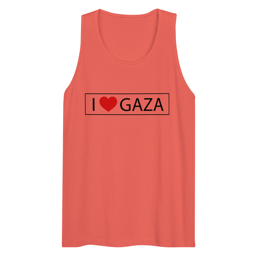 Men’s premium tank top - I Love Gaza, Mens Premium Tank Top Coral