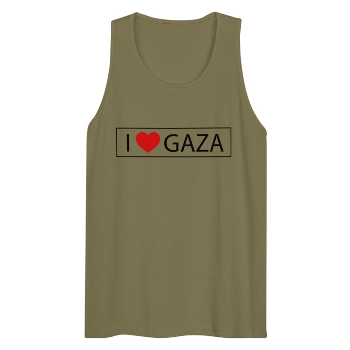 Men’s premium tank top - I Love Gaza, Mens Premium Tank Top Military Green
