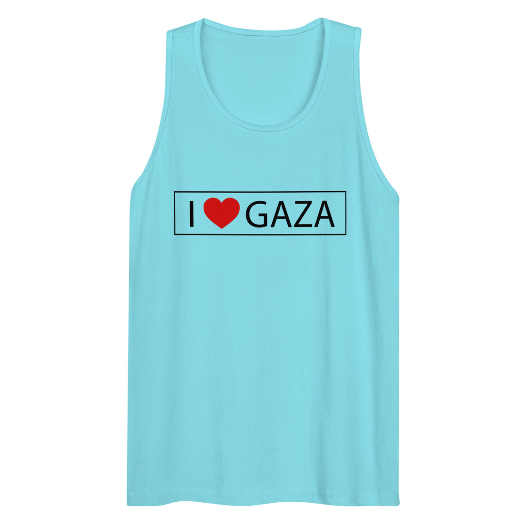 Men’s premium tank top - I Love Gaza, Mens Premium Tank Top Pacific Blue