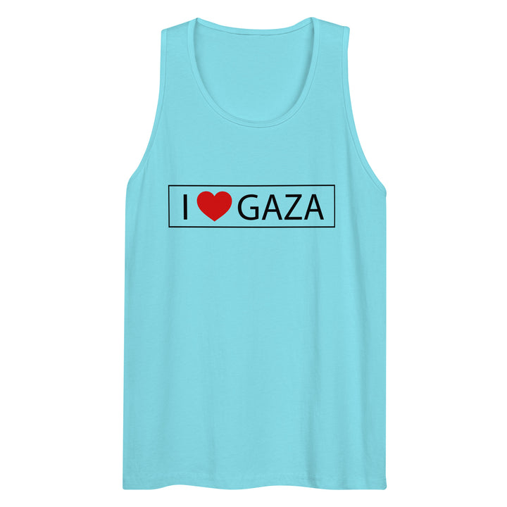 Men’s premium tank top - I Love Gaza, Mens Premium Tank Top Pacific Blue