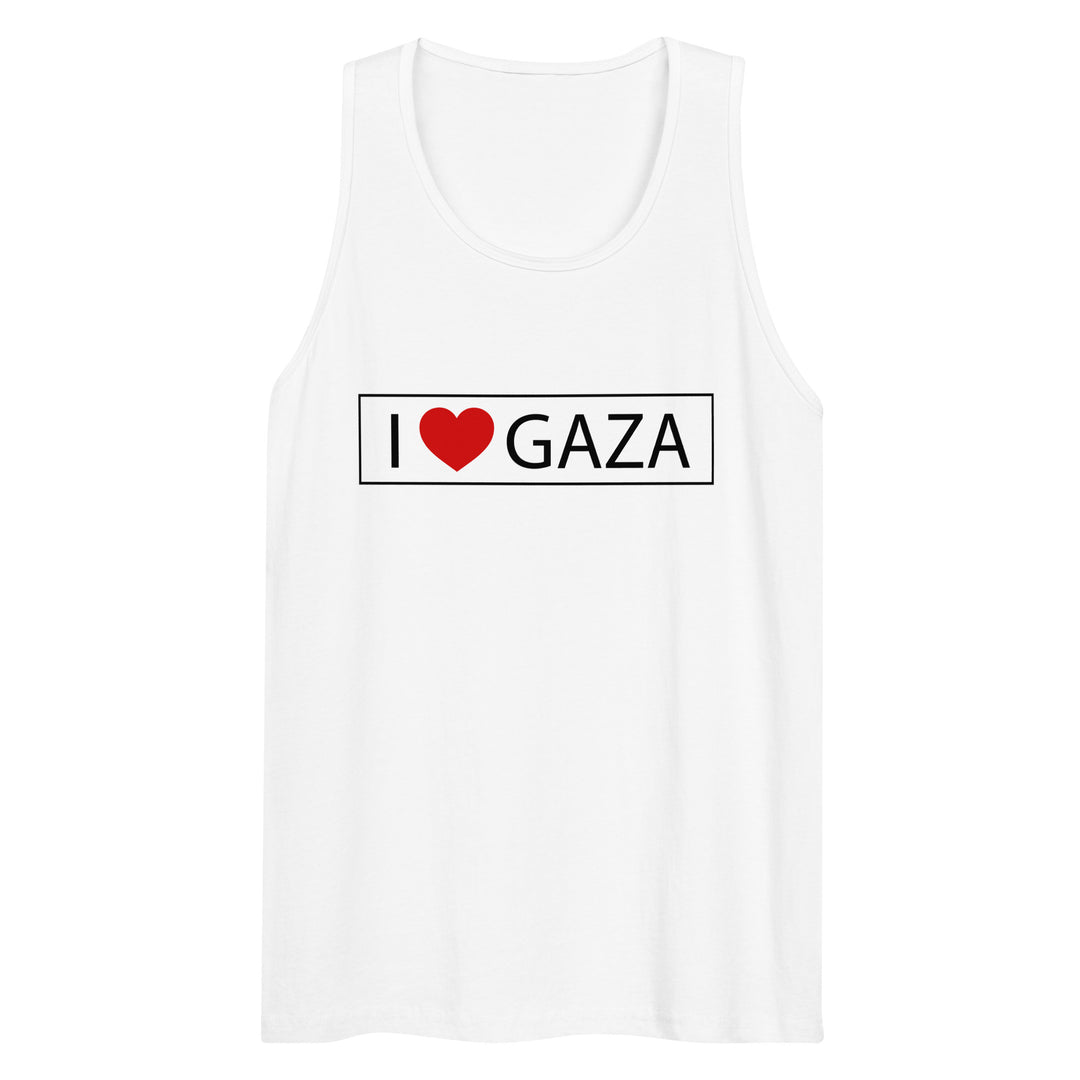 Men’s premium tank top - I Love Gaza, Mens Premium Tank Top White