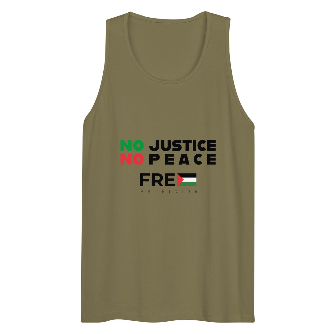 Men’s Premium Tank Top - No Justice No Peace, Mens Premium Tank Top Military Green