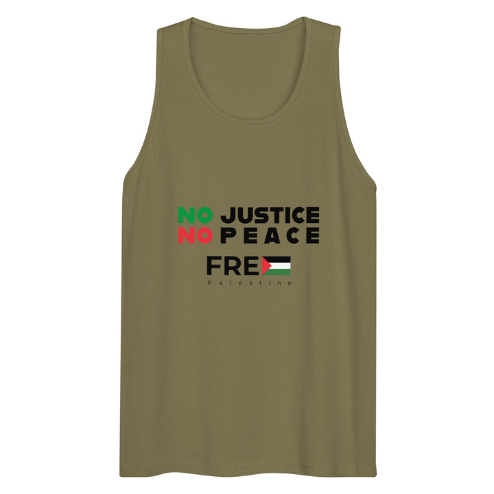 Men’s Premium Tank Top - No Justice No Peace, Mens Premium Tank Top Military Green