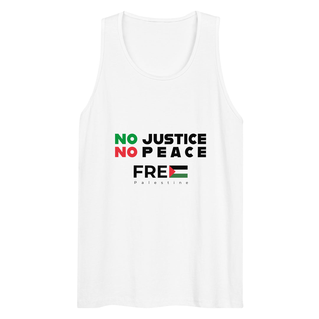 Men’s Premium Tank Top - No Justice No Peace, Mens Premium Tank Top White