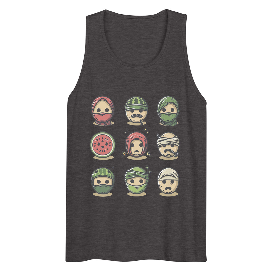 Men’s premium tank top - Palestine Emoji, Mens Premium Tank Top Charcoal Heather
