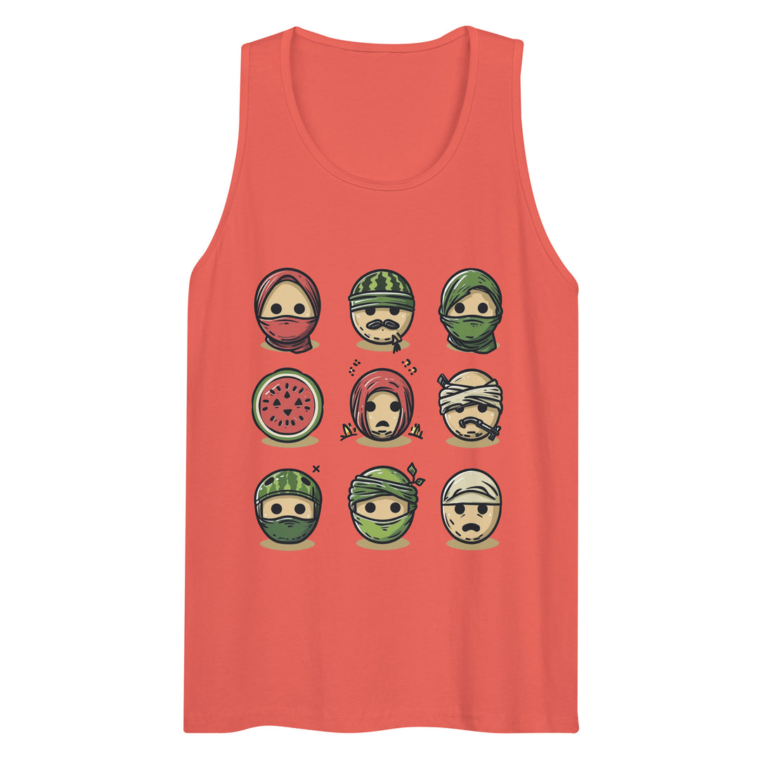 Men’s premium tank top - Palestine Emoji, Mens Premium Tank Top Coral