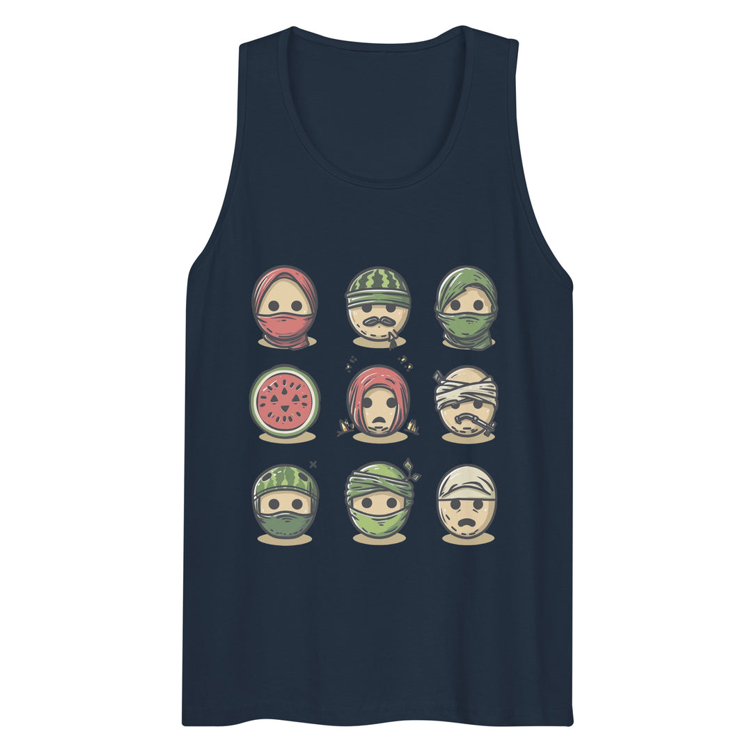 Men’s premium tank top - Palestine Emoji, Mens Premium Tank Top Navy