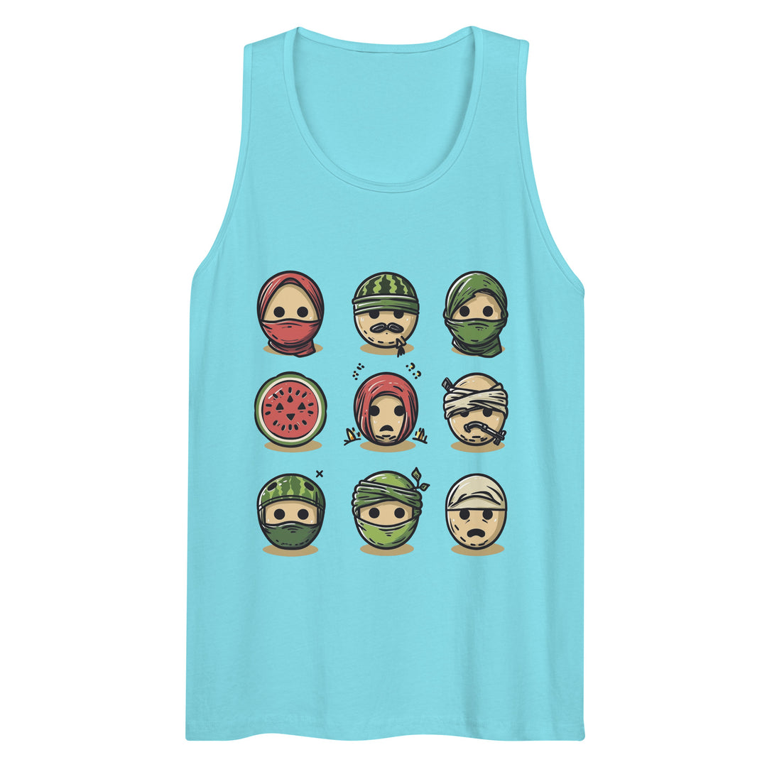 Men’s premium tank top - Palestine Emoji, Mens Premium Tank Top Pacific Blue
