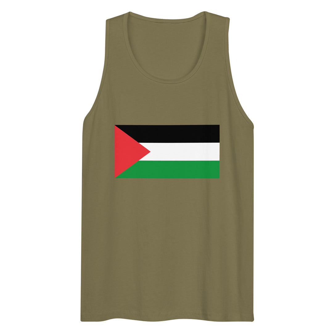 Men’s premium tank top - Palestine Flag, Mens Premium Tank Top Military Green