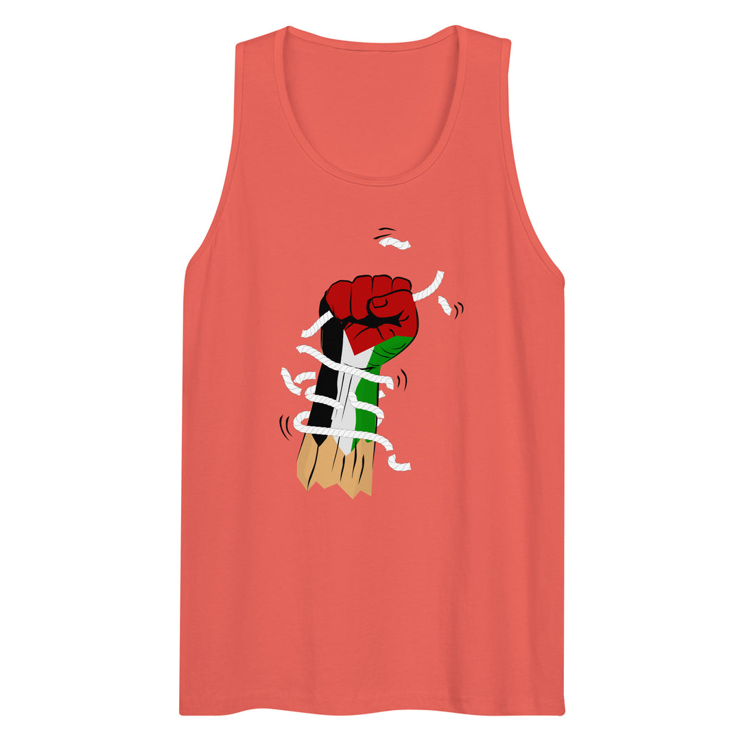 Men’s Premium Tank Top - Palestine Hand, Mens Premium Tank Top Coral