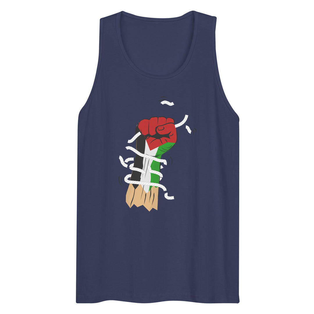Men’s Premium Tank Top - Palestine Hand, Mens Premium Tank Top Harbor Blue