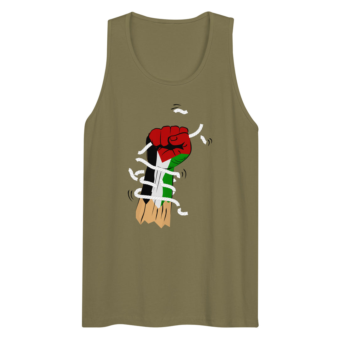 Men’s Premium Tank Top - Palestine Hand, Mens Premium Tank Top Military Green