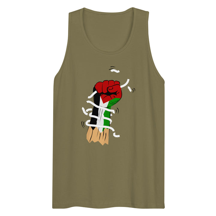 Men’s Premium Tank Top - Palestine Hand, Mens Premium Tank Top Military Green