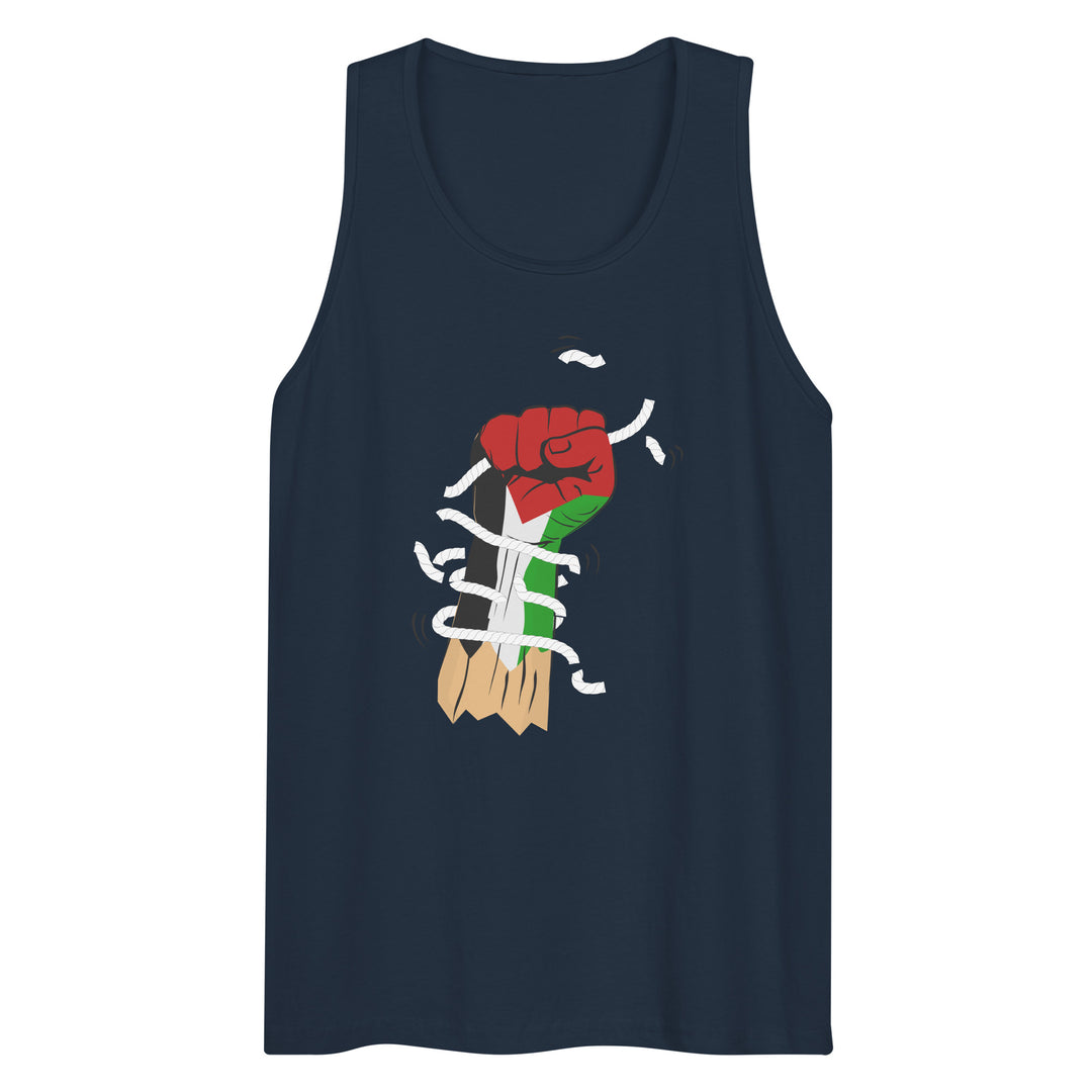 Men’s Premium Tank Top - Palestine Hand, Mens Premium Tank Top Navy
