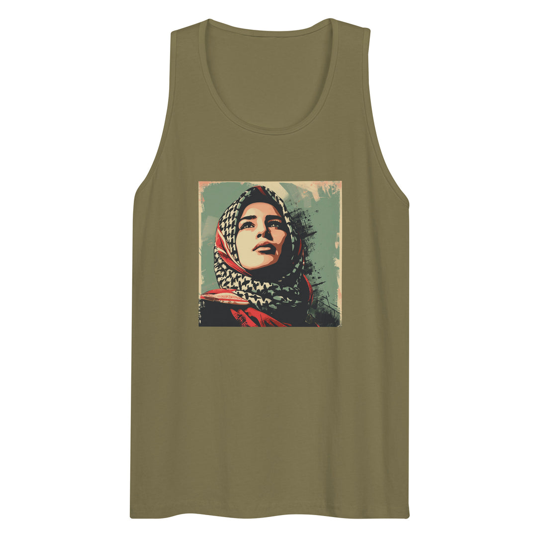 Men’s premium tank top - Palestine Hope, Mens Premium Tank Top Military Green