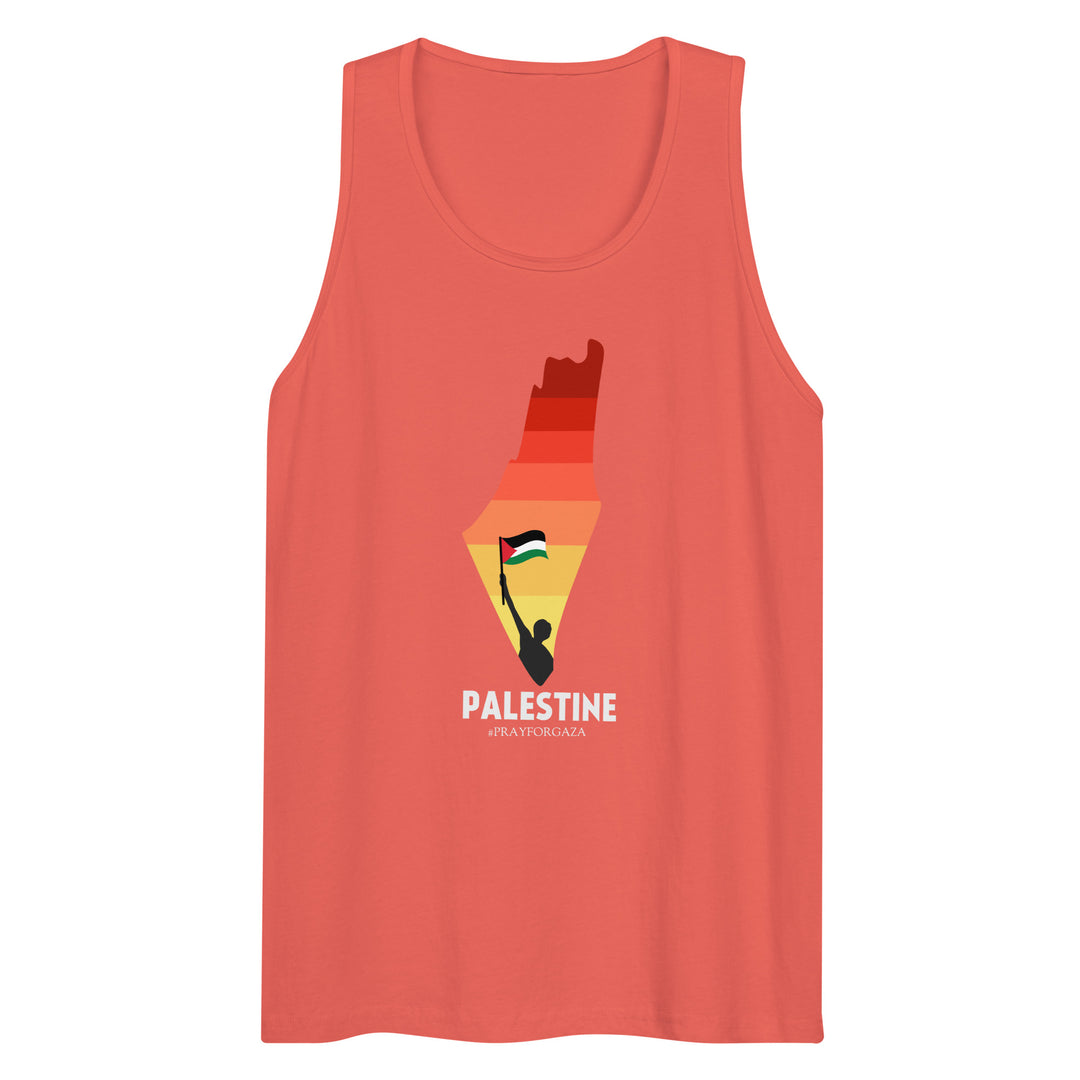 Men’s Premium Tank Top - Palestine Map, Mens Premium Tank Top Coral