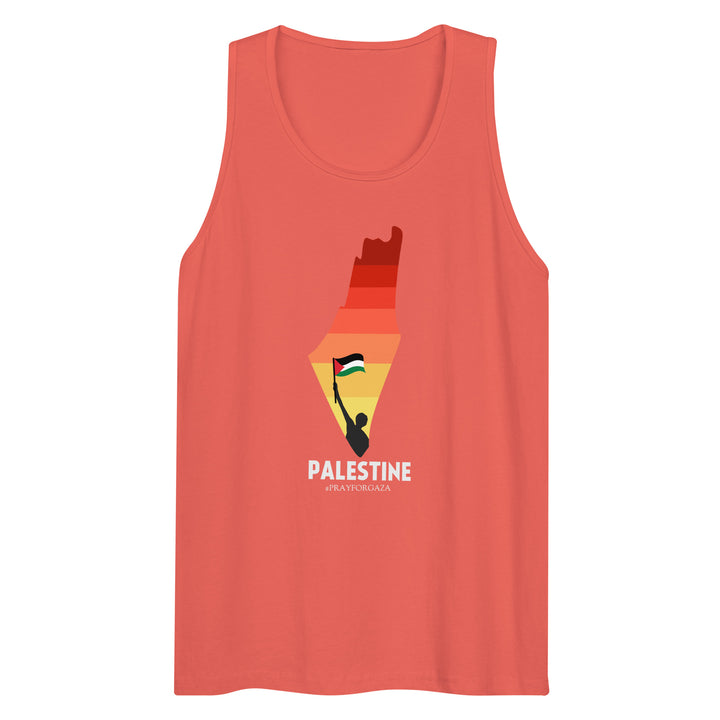Men’s Premium Tank Top - Palestine Map, Mens Premium Tank Top Coral