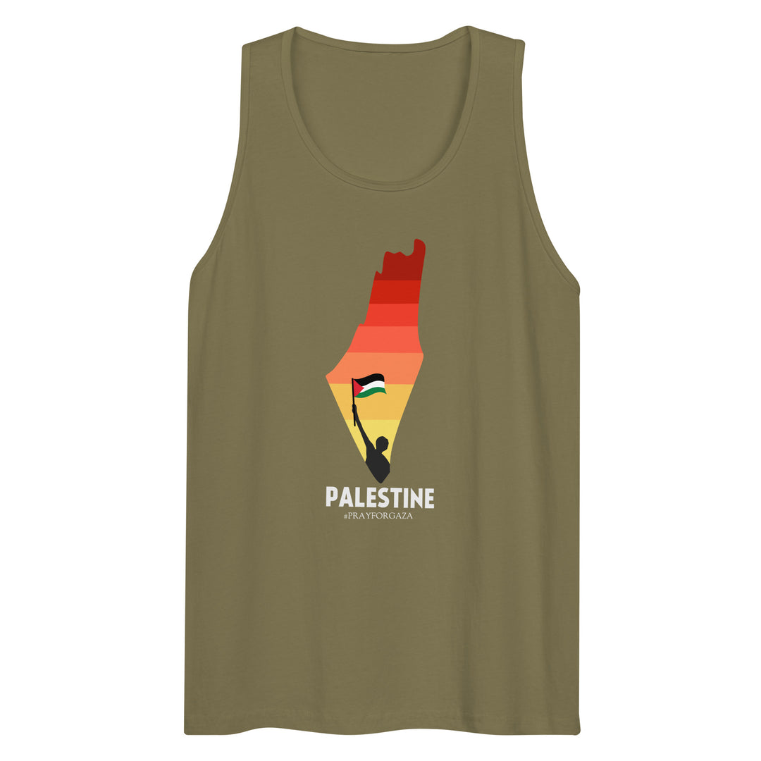 Men’s Premium Tank Top - Palestine Map, Mens Premium Tank Top Military Green