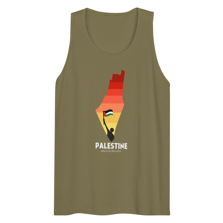 Men’s Premium Tank Top - Palestine Map, Mens Premium Tank Top Military Green
