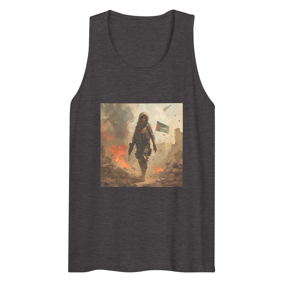 Men’s Premium Tank Top - Palestine Resistance, Mens Premium Tank Top Charcoal Heather