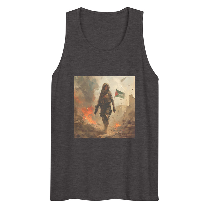 Men’s Premium Tank Top - Palestine Resistance, Mens Premium Tank Top Charcoal Heather