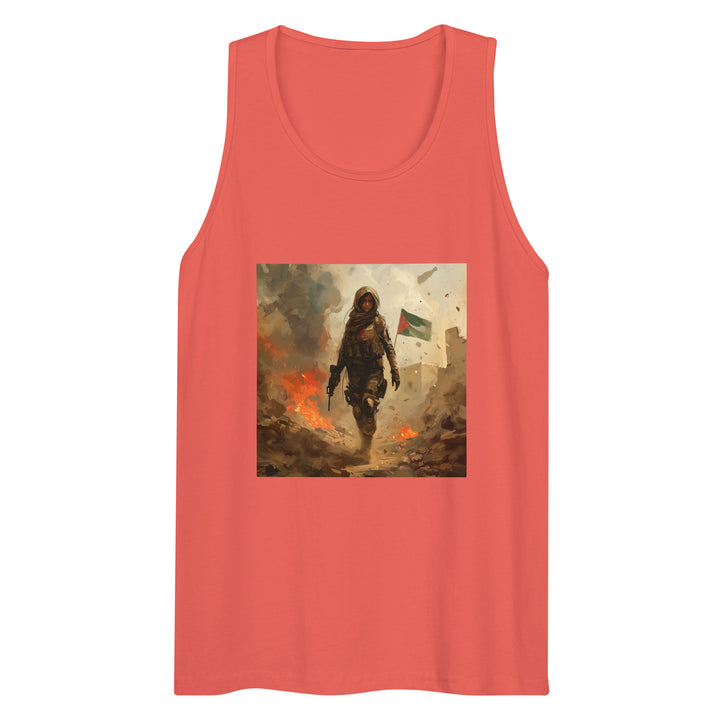 Men’s Premium Tank Top - Palestine Resistance, Mens Premium Tank Top Coral