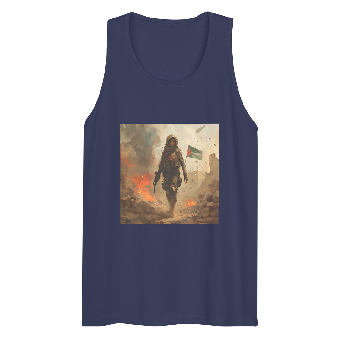 Men’s Premium Tank Top - Palestine Resistance, Mens Premium Tank Top Harbor Blue