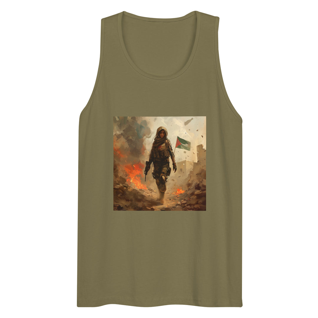 Men’s Premium Tank Top - Palestine Resistance, Mens Premium Tank Top Military Green