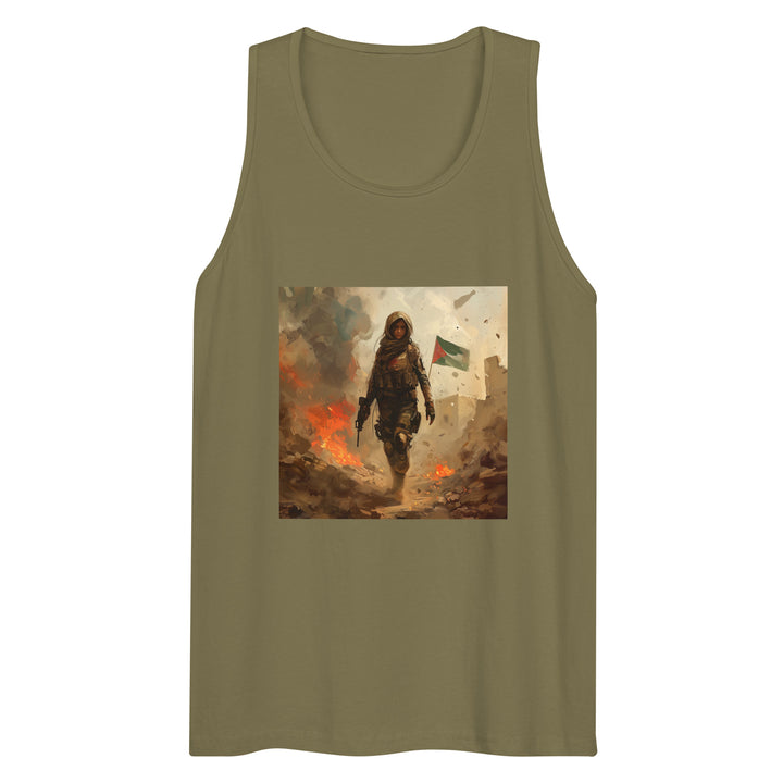 Men’s Premium Tank Top - Palestine Resistance, Mens Premium Tank Top Military Green