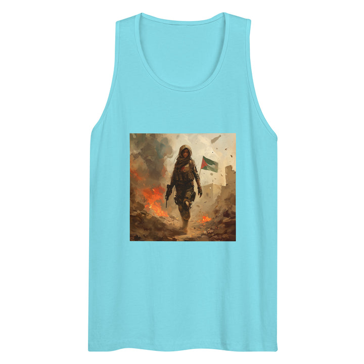 Men’s Premium Tank Top - Palestine Resistance, Mens Premium Tank Top Pacific Blue