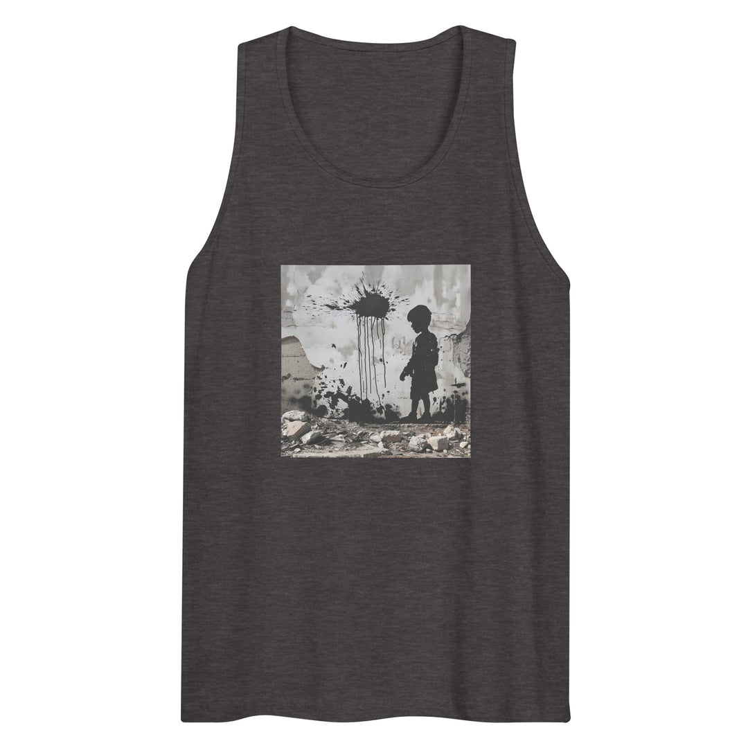 Men’s premium tank top - Palestine Wall, Mens Premium Tank Top Charcoal Heather