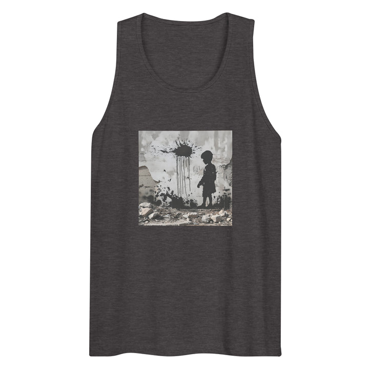 Men’s premium tank top - Palestine Wall, Mens Premium Tank Top Charcoal Heather
