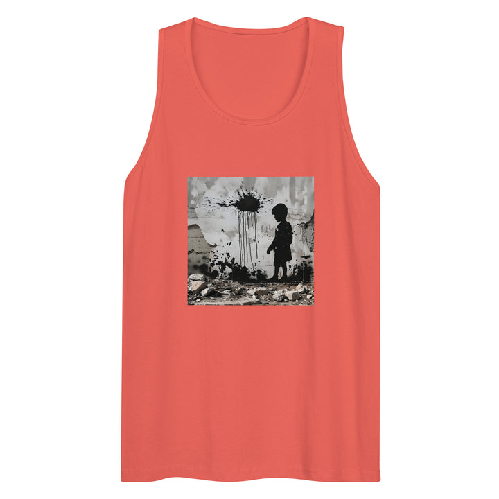 Men’s premium tank top - Palestine Wall, Mens Premium Tank Top Coral