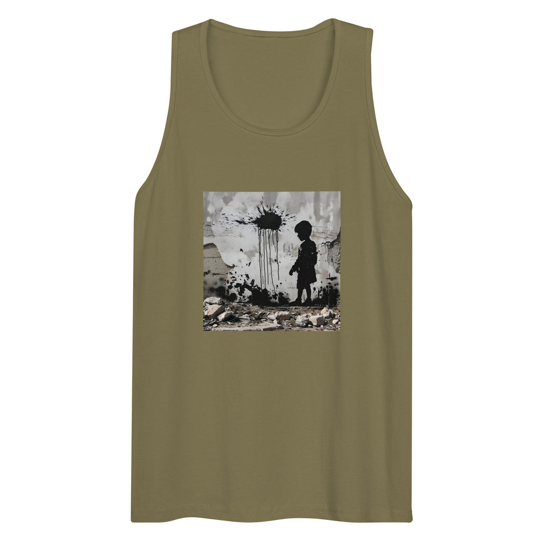 Men’s premium tank top - Palestine Wall, Mens Premium Tank Top Military Green