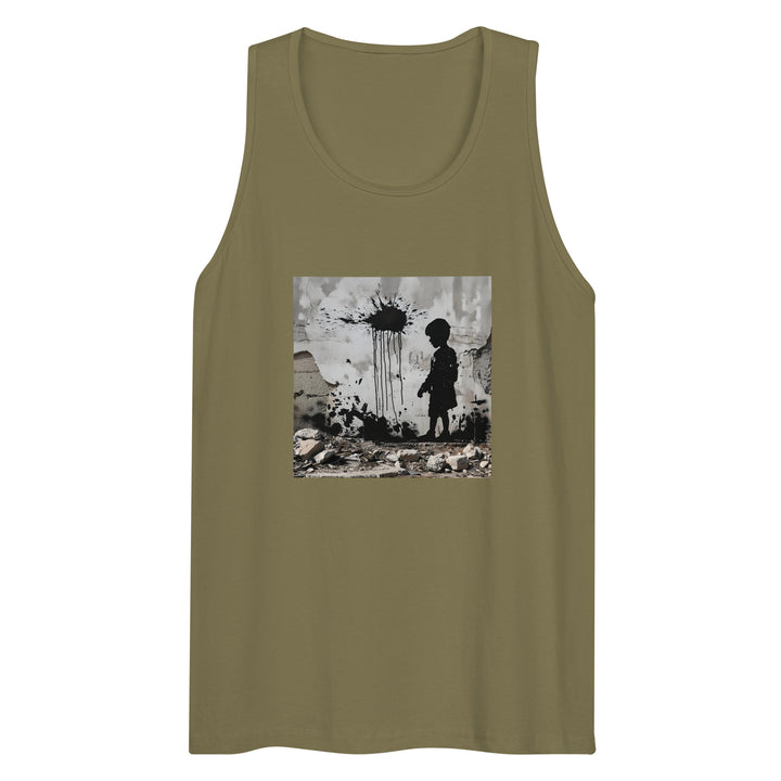 Men’s premium tank top - Palestine Wall, Mens Premium Tank Top Military Green