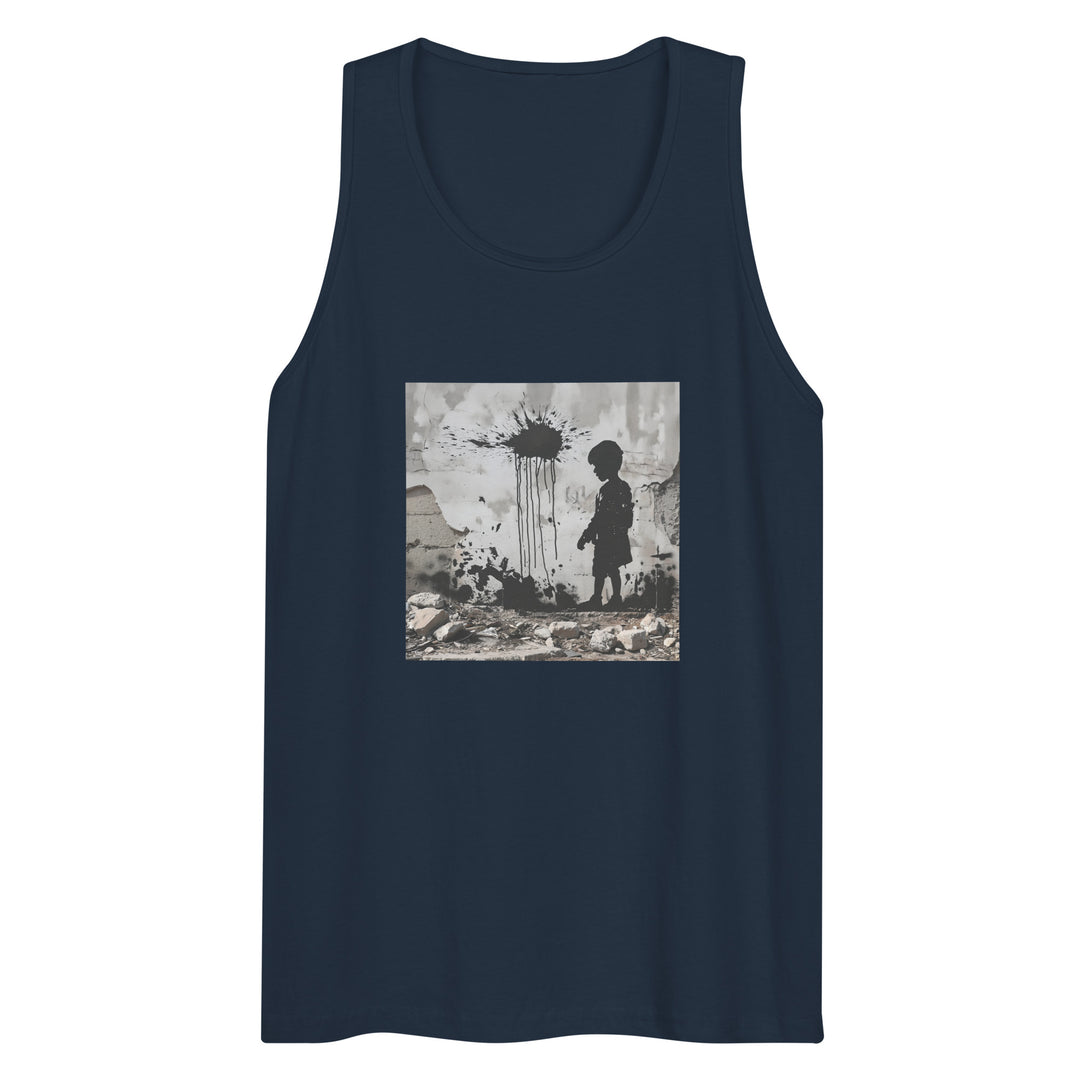 Men’s premium tank top - Palestine Wall, Mens Premium Tank Top Navy