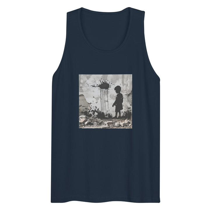 Men’s premium tank top - Palestine Wall, Mens Premium Tank Top Navy