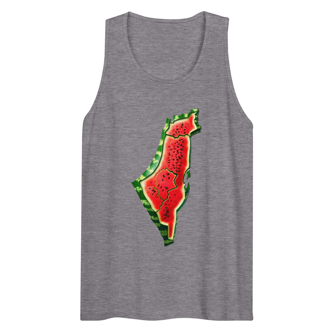 Men’s premium tank top - Palestine Watermelon, Mens Premium Tank Top Athletic Heather