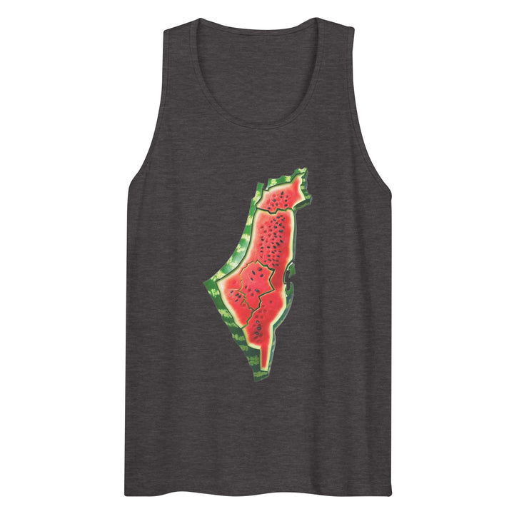 Men’s premium tank top - Palestine Watermelon, Mens Premium Tank Top Charcoal Heather