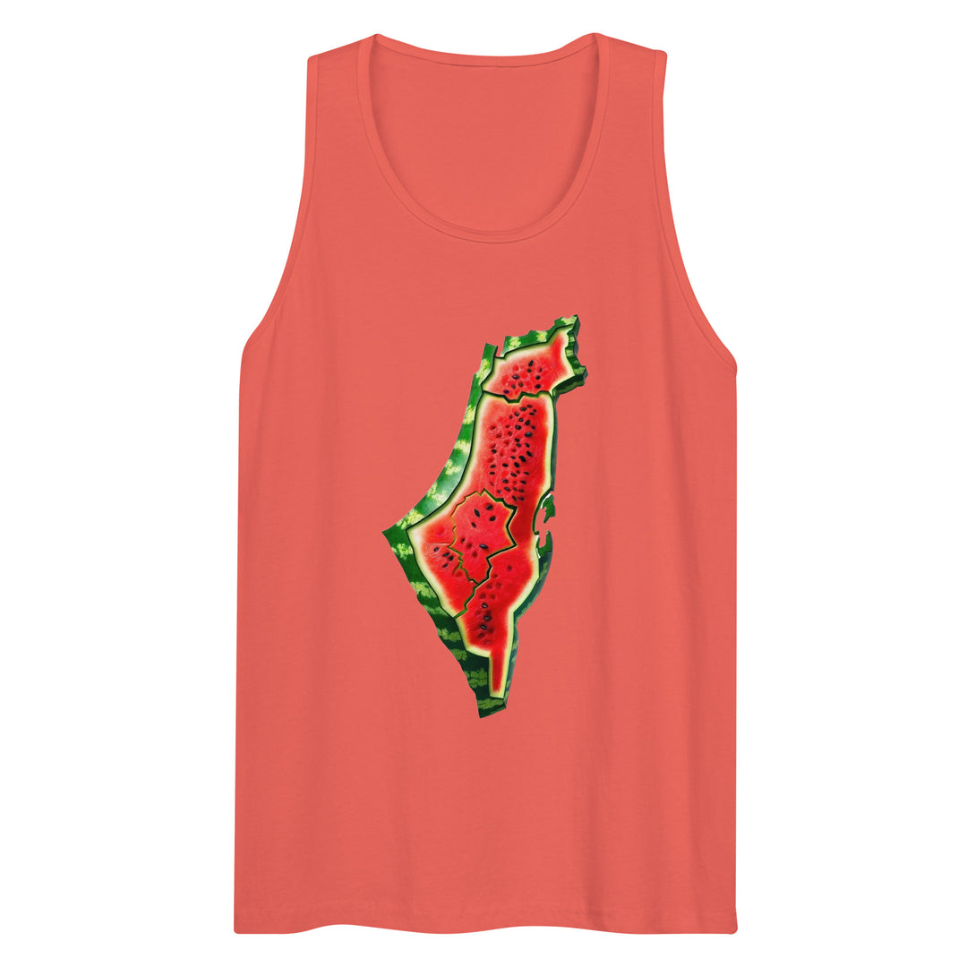 Men’s premium tank top - Palestine Watermelon, Mens Premium Tank Top Coral